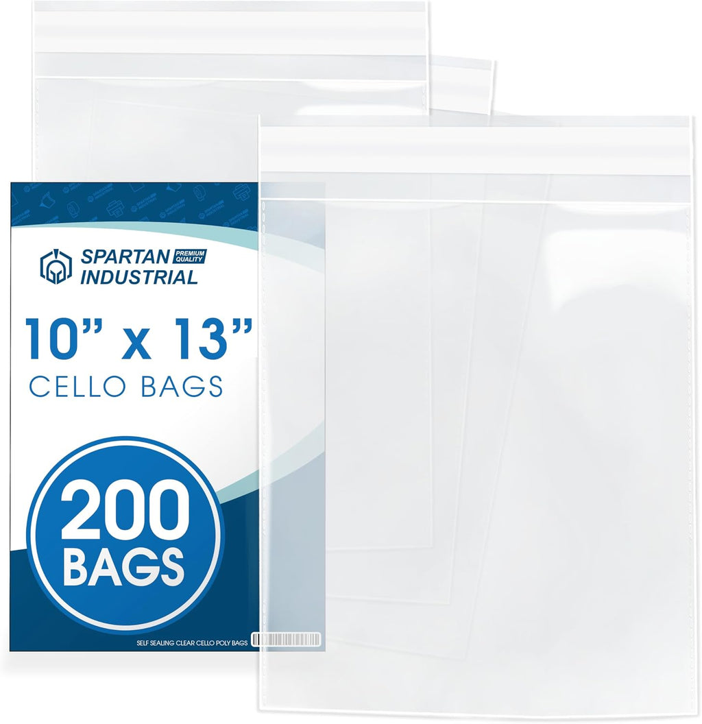10" X 13" Self-Sealing Cellophane Bags (200 Count) Clear Poly Packaging