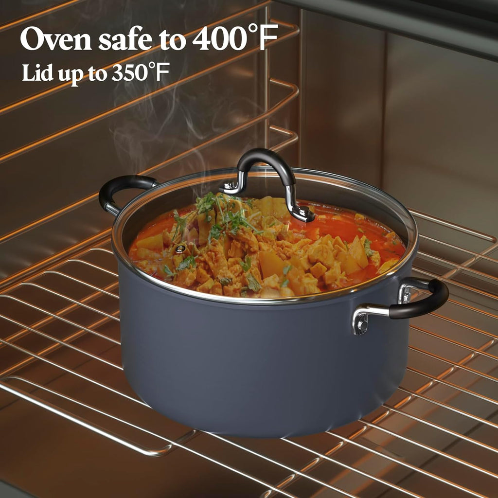 10 Quart Non Stick Stock Pot with Lid, Hard Anodized Cookware
