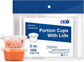 Clear Disposable Plastic Portion Cups with Leakproof Lids | 2 Oz, 100 Sets | BPA Free, Recyclable Jello & Dipping