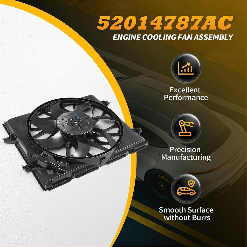 Radiator Cooling Fan Compatible with Grand Cherokee 2014-2021