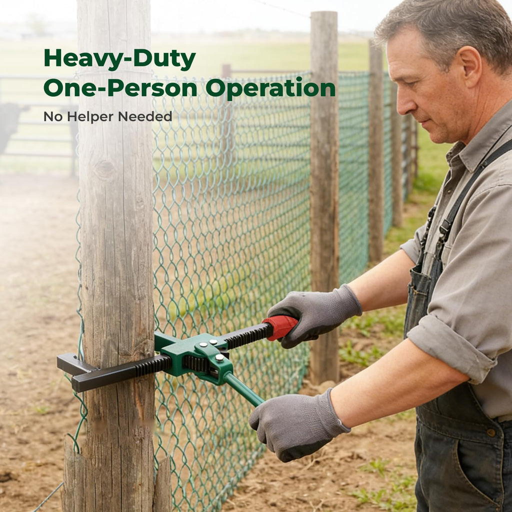 Chain Link Fence Puller Tool, Heavy-Duty Ratcheting with 9-Inch Stretcher