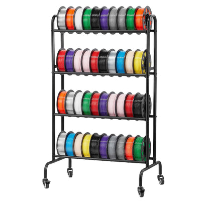 3D Printer Filament Storage Rack, 4 Tier Heavy Duty Storage Shelf, Rolling Filament Spool Holders Racks with Wheels