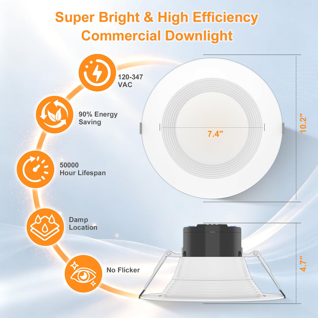8 Inch LED Recessed Commercial Downlight - Canless Recessed Ceiling Lights