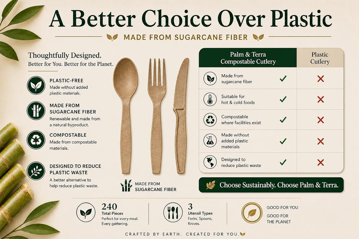 Sugarcane Disposable Cutlery Set, 240pc, Forks, Spoons, Knives