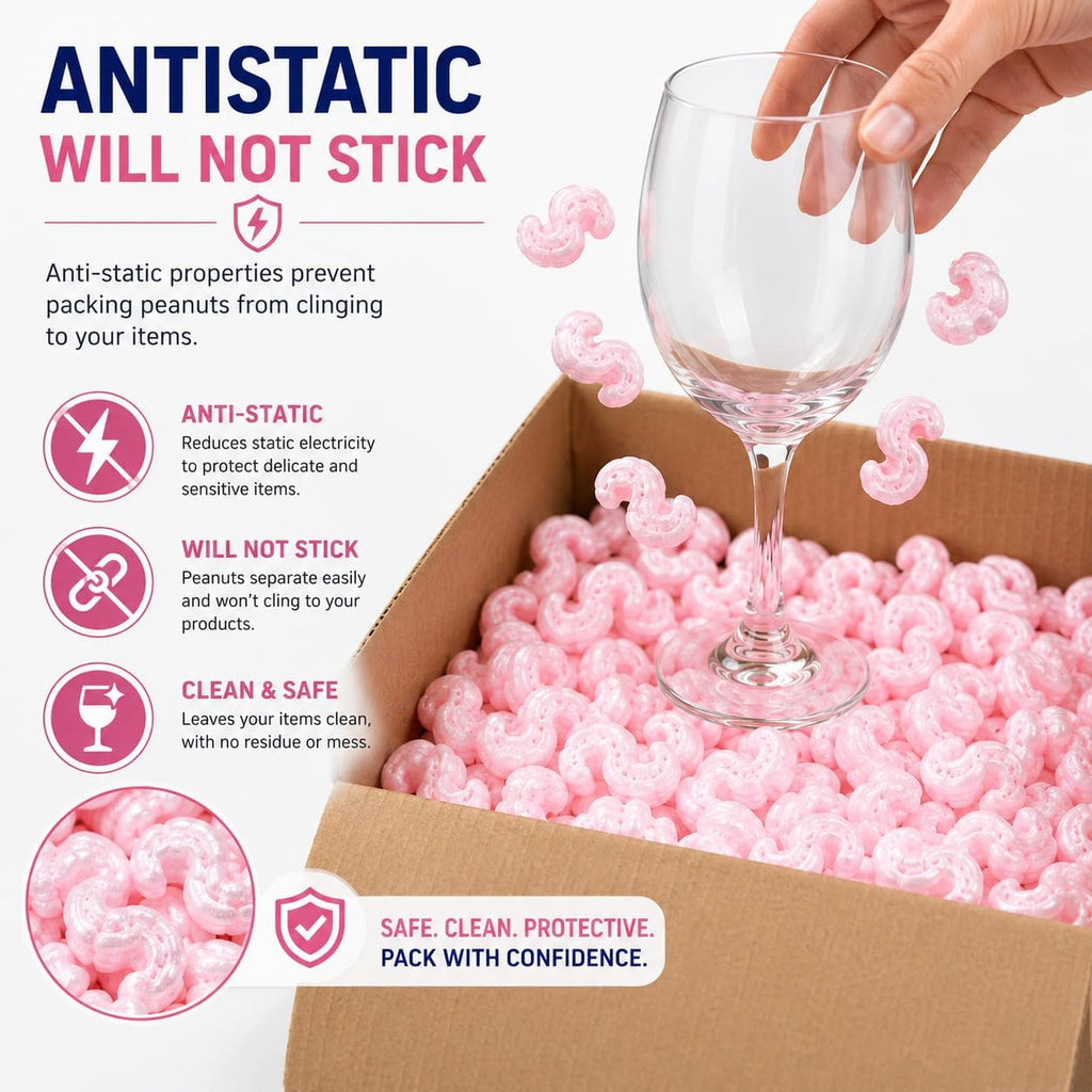 ! Brand 7 cu ft (45 gallons) Pink Anti Static Packing Peanuts Popcorn (Two 3.5 cu ft Bags)