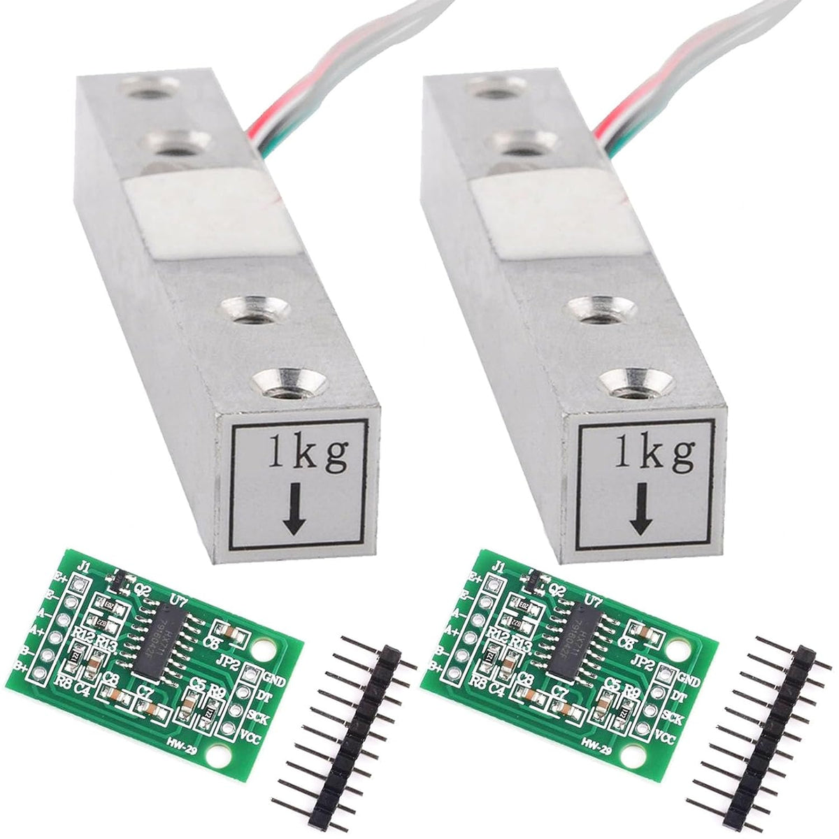 2sets 1kg Load Cell Weight Sensor + HX711 Weighing Sensor Dual-Channel 24 Bit Precision A/D Module Pressure Sensor