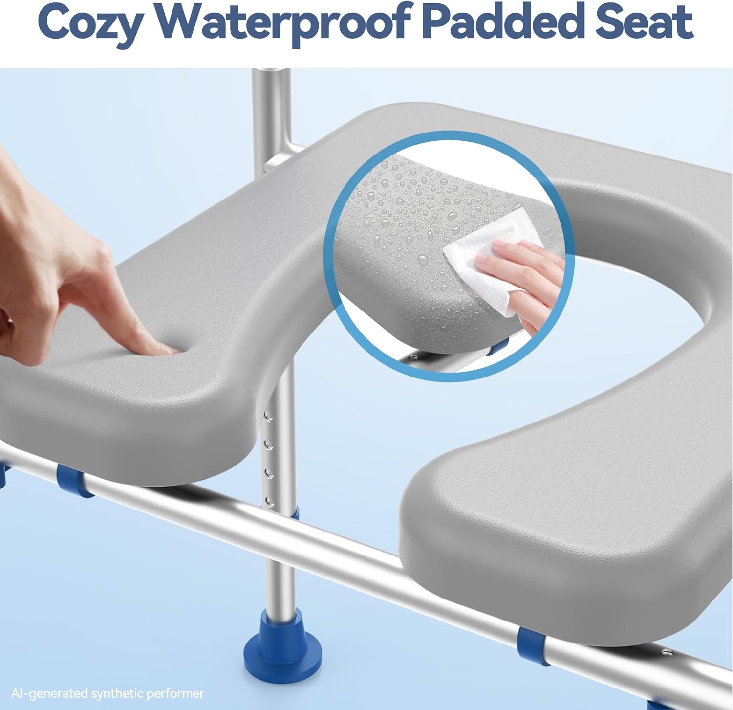 Raised Toilet Seat with Handles, Padded Toilet Seat Risers for Seniors, Adjustable Height & Width Toilet Riser