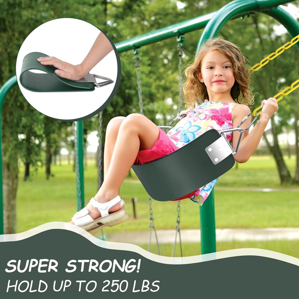 Swing Seat, 30.4 x 6 x 0.27 Inch Yard Swing for Kids & Adults with Metal Triangle Ring - Green(113KG /250LB Weight