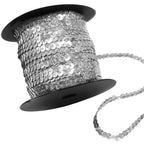 100 Yards Sequin Trim, Silver, 6mm Flat Round Sequins
