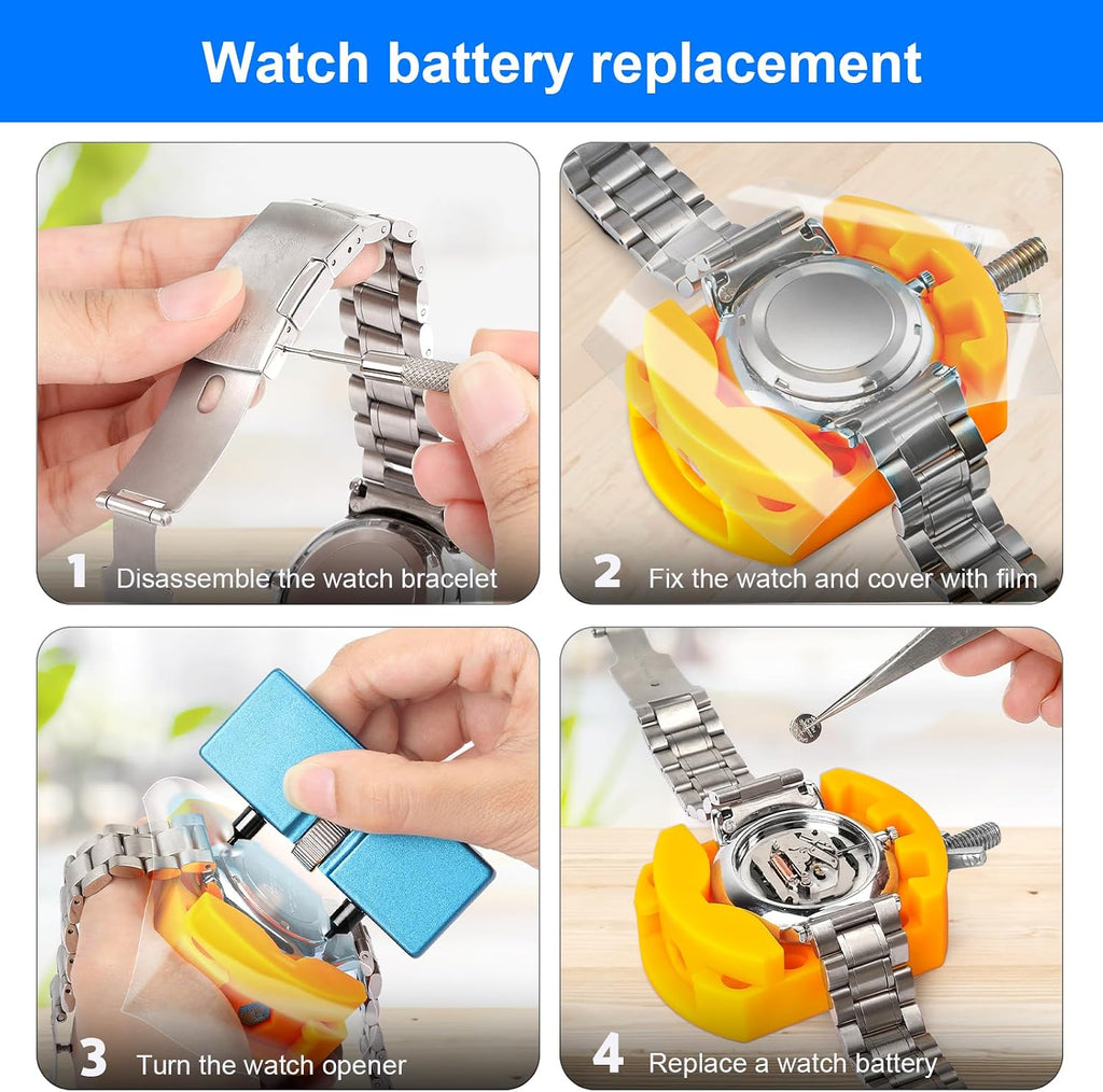 Watch Battery Replacement Tool Kit, Watch Wrench Back Remover for Rotate Open Watch Cover, Watch Case Opener Set with