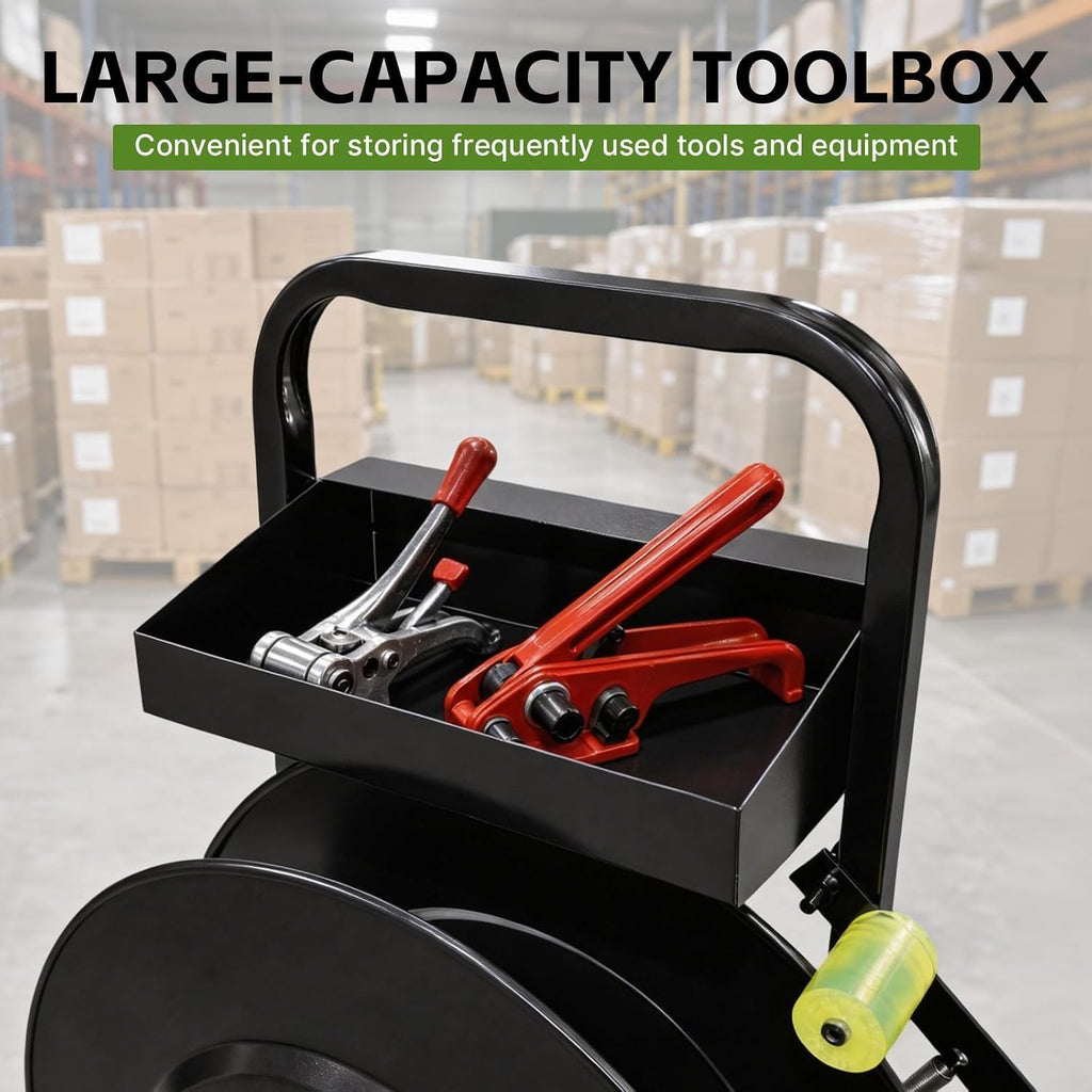 Banding Strapping Cart for 8"/16" Core, Strapping Dispenser with Wheels