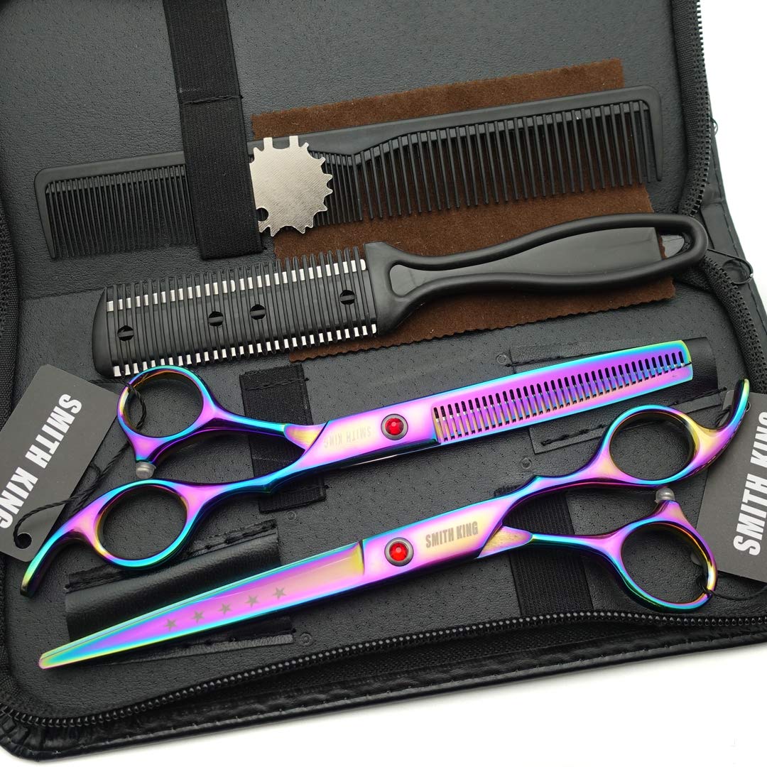 7.0 Inches Hair Cutting Scissors Set with Combs Lether Scissors Case,Hair cutting shears Hair Thinning shears For