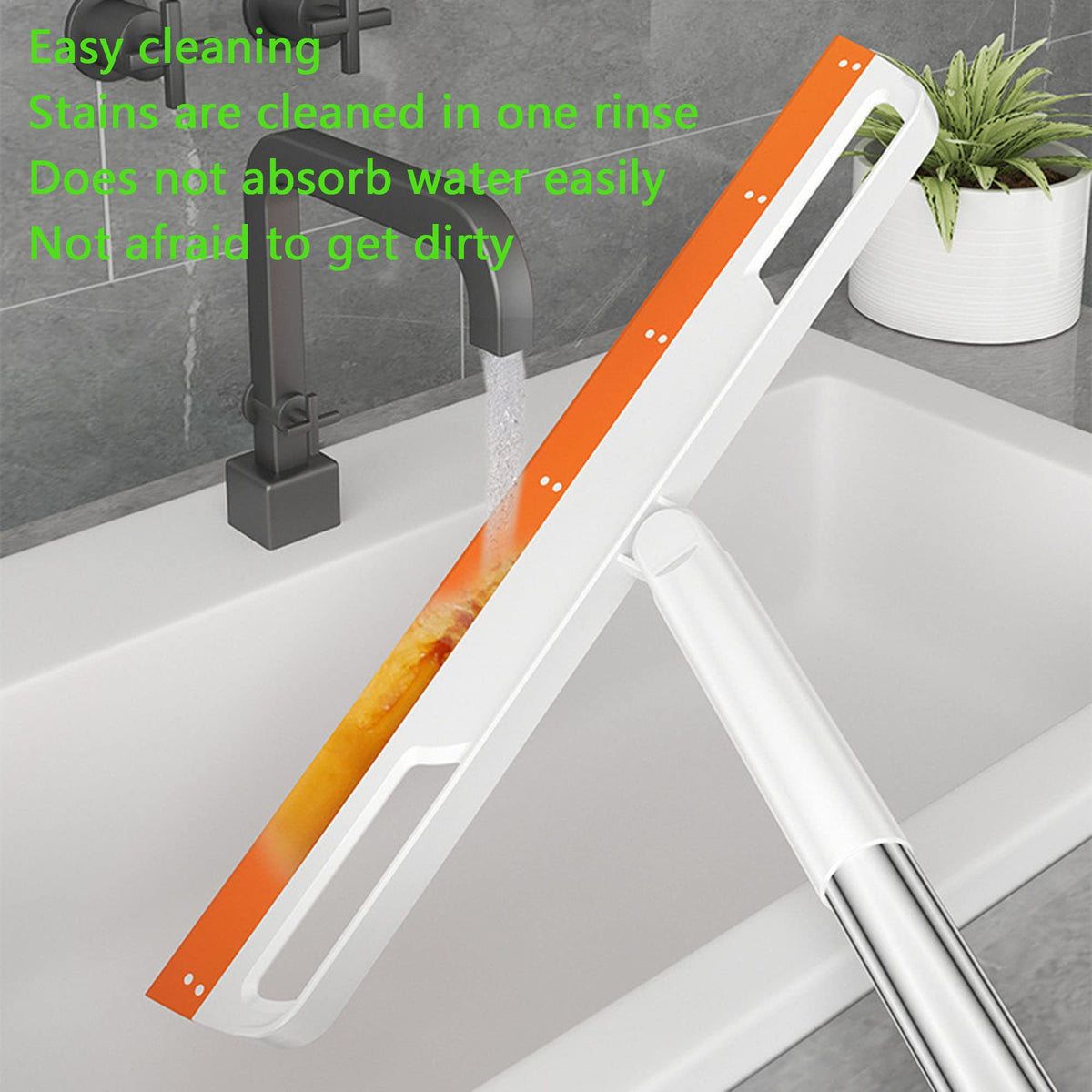 Multifunction Rubber Air Broom, Silicone Floor Squeegee, Air Broom, Rubber Squeegee with 56" Long Handle, Floor