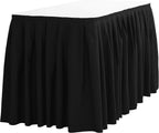 Table Skirt for 8 ft Rectangular Table-21 ft Black Table Skirting Polyester Cloth-Wrinkle Resistant Pleated Banquet