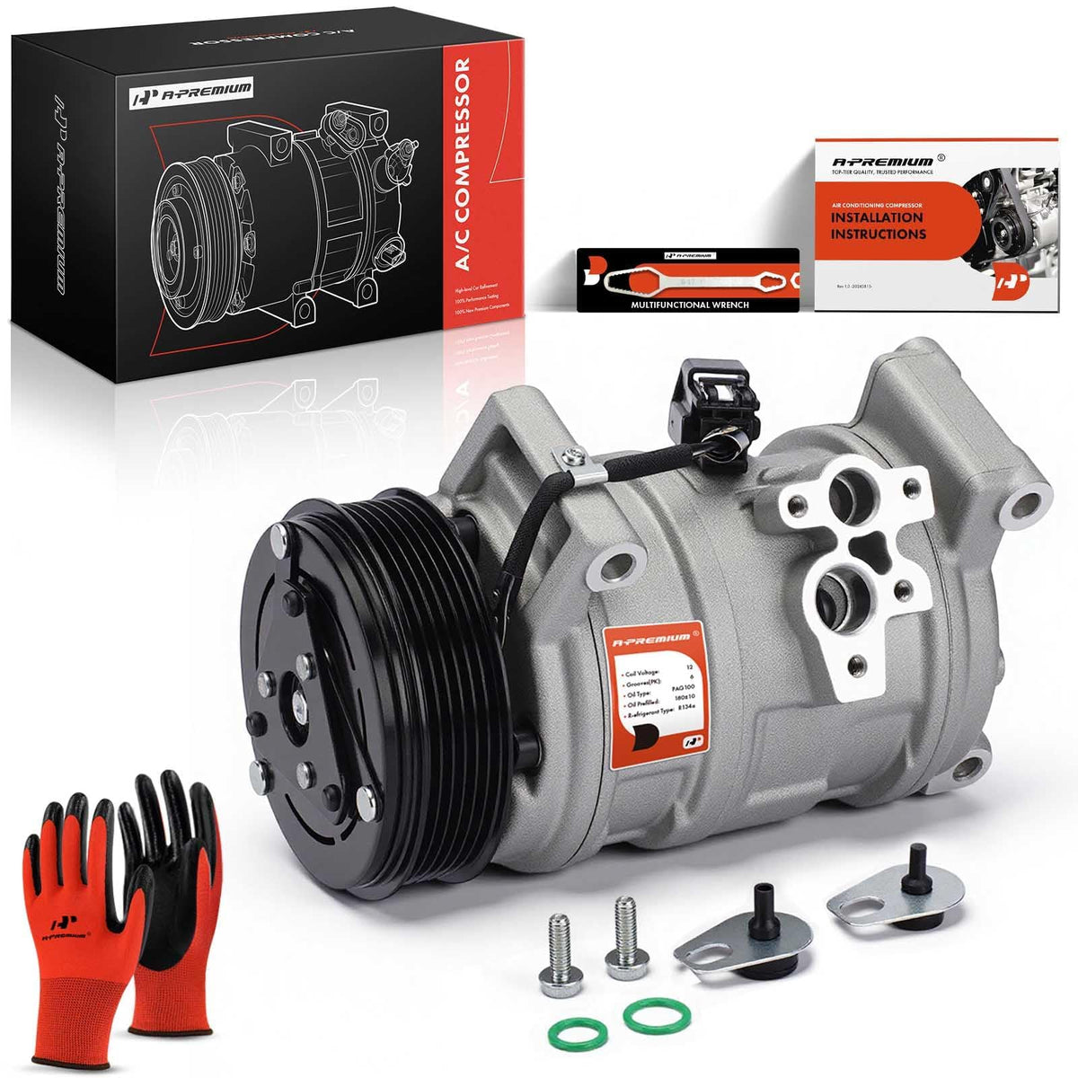 A-Premium AC Compressor Compatible with Cadillac SRX 3.6L 2004-2009