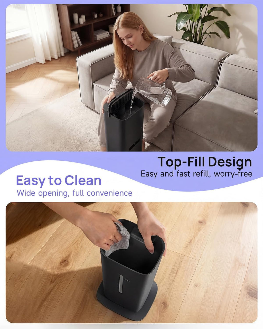 Humidifier Large Room, 2.1Gal/8L Cool Mist Humidifiers for Bedroom 500 sq ft, Humidifiers for Home with Essential Oil