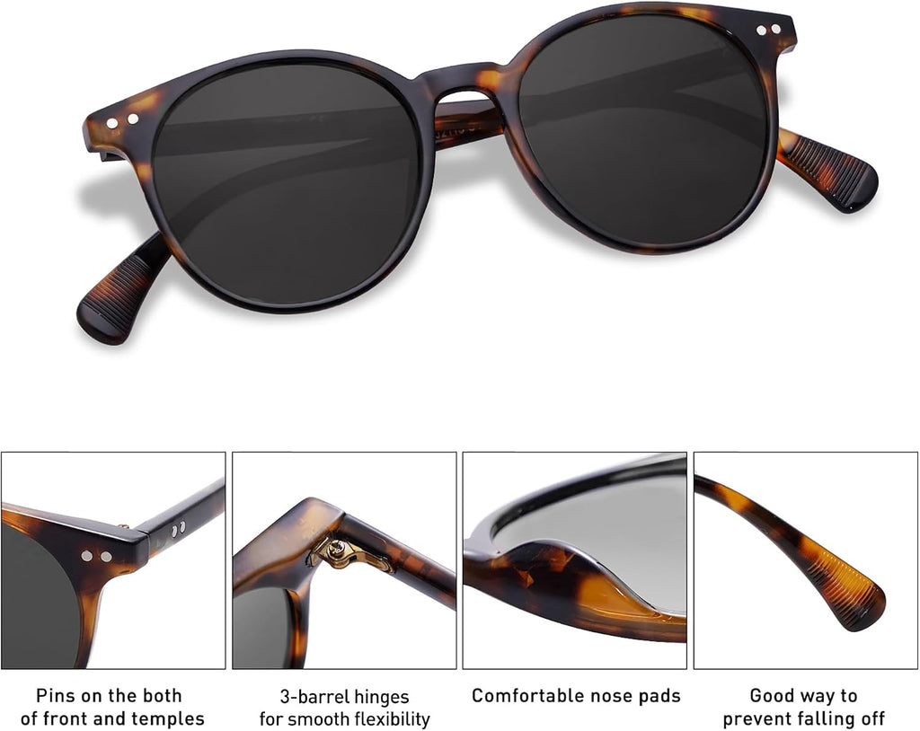 Small Round Classic Polarized Sunglasses for Women Men Vintage Style | UV400 Lens Lightweight Design Comfortable and
