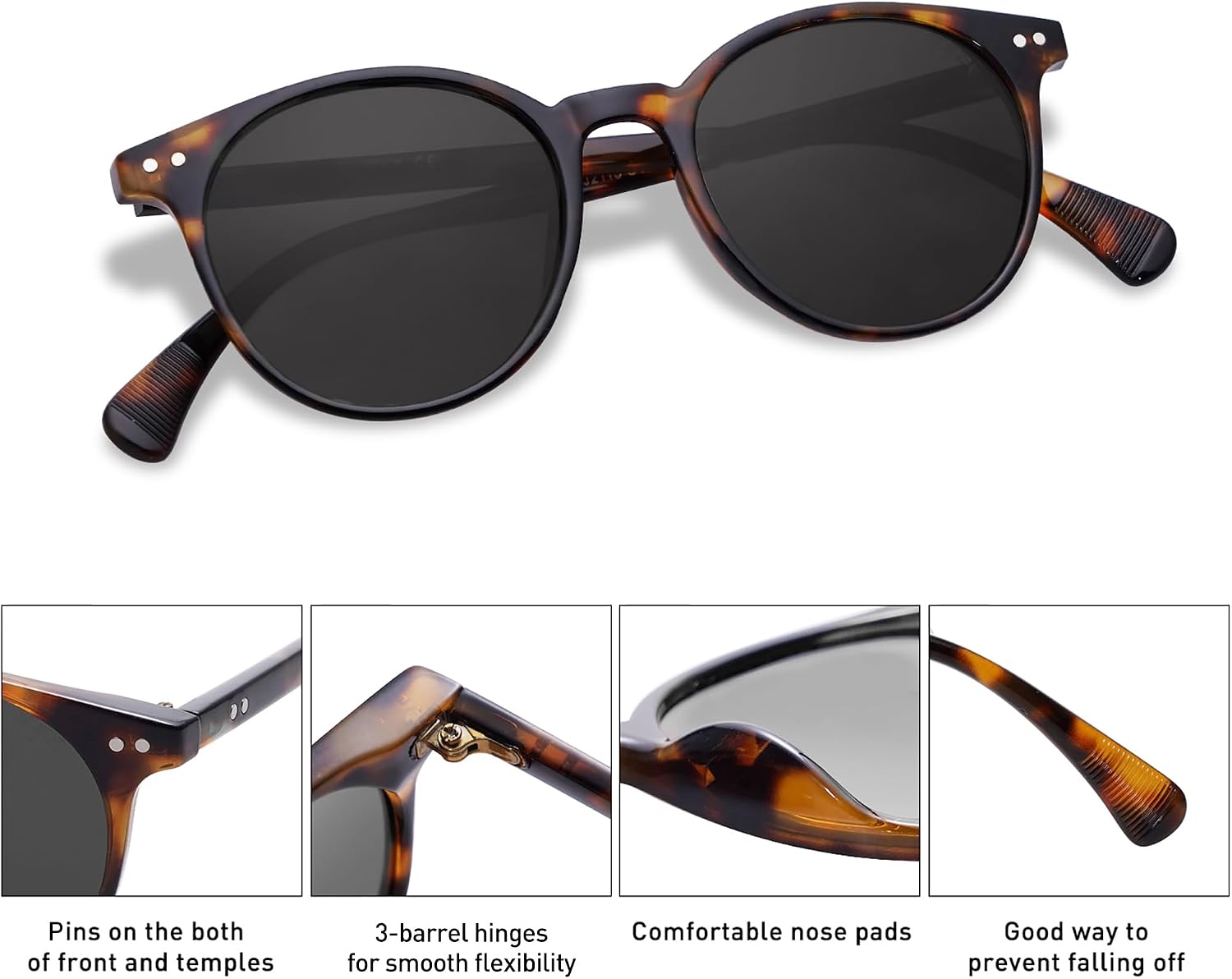 Small Round Classic Polarized Sunglasses for Women Men Vintage Style | UV400 Lens Lightweight Design Comfortable and