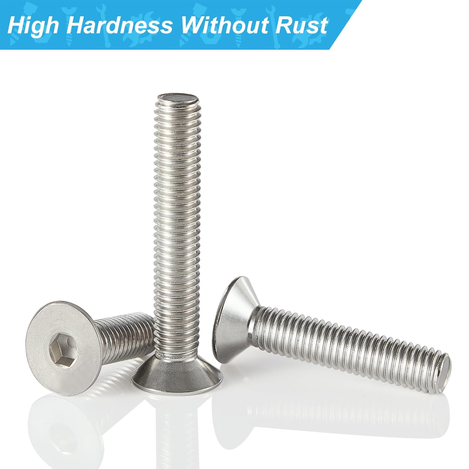 M5 x 20mm 25mm 30mm 35mm 40mm Flat Head Hex Socket Cap Screws Countersunk Bolts, Stainless Steel 304, Metric Allen