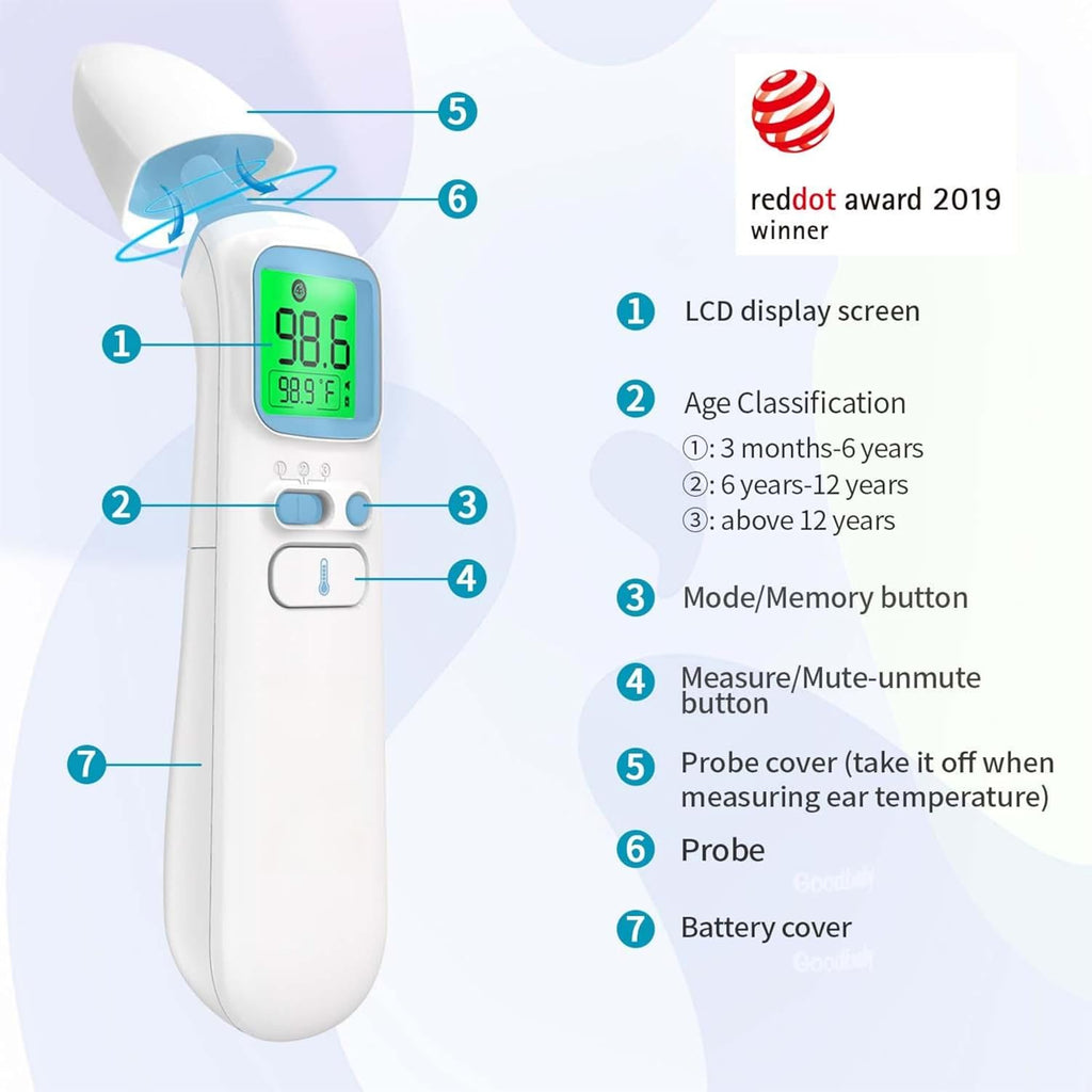 Ear and Forehead Thermometer for Adults, 3-in-1 Infrared Digital Thermometer for Kids and Baby, Accurate 1 Second