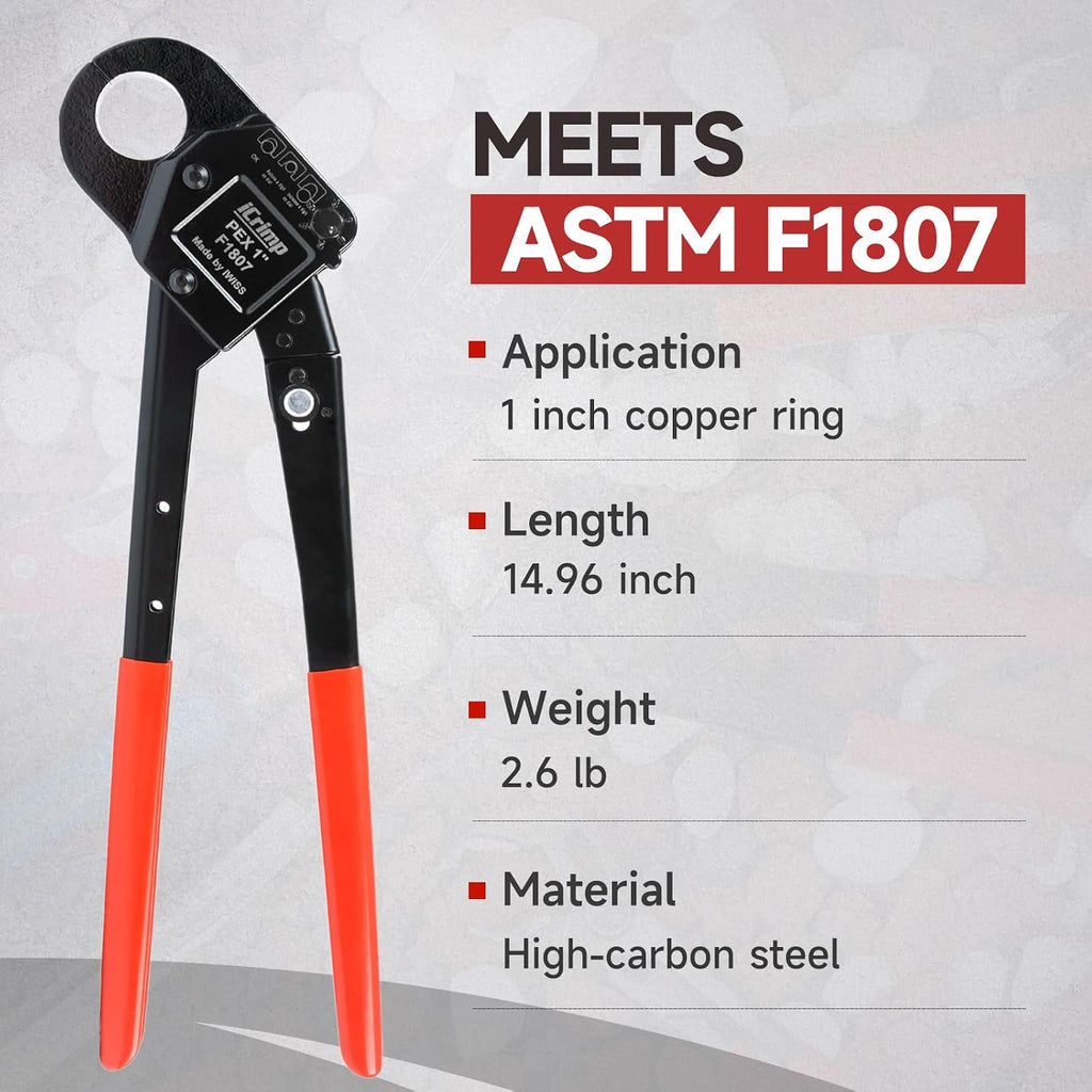 iCrimp Angle Head F1807 PEX Pipe Crimping Tool for 1-inch Copper Rings