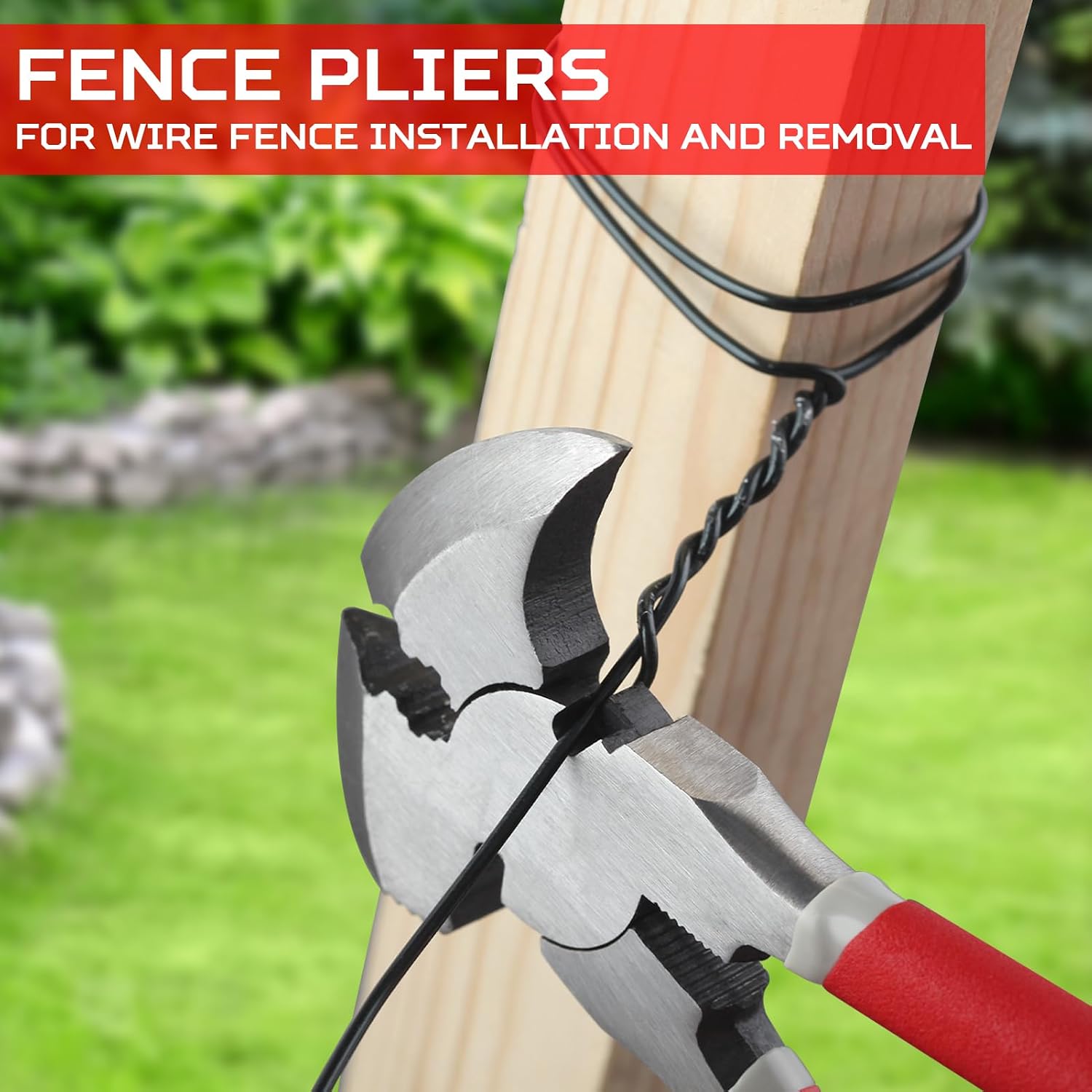 Multi Tool 9.5-Inch Fencing Pliers With Hammer Fence Cutter Nail Puller Wire Cutting Hammer Head Pliers