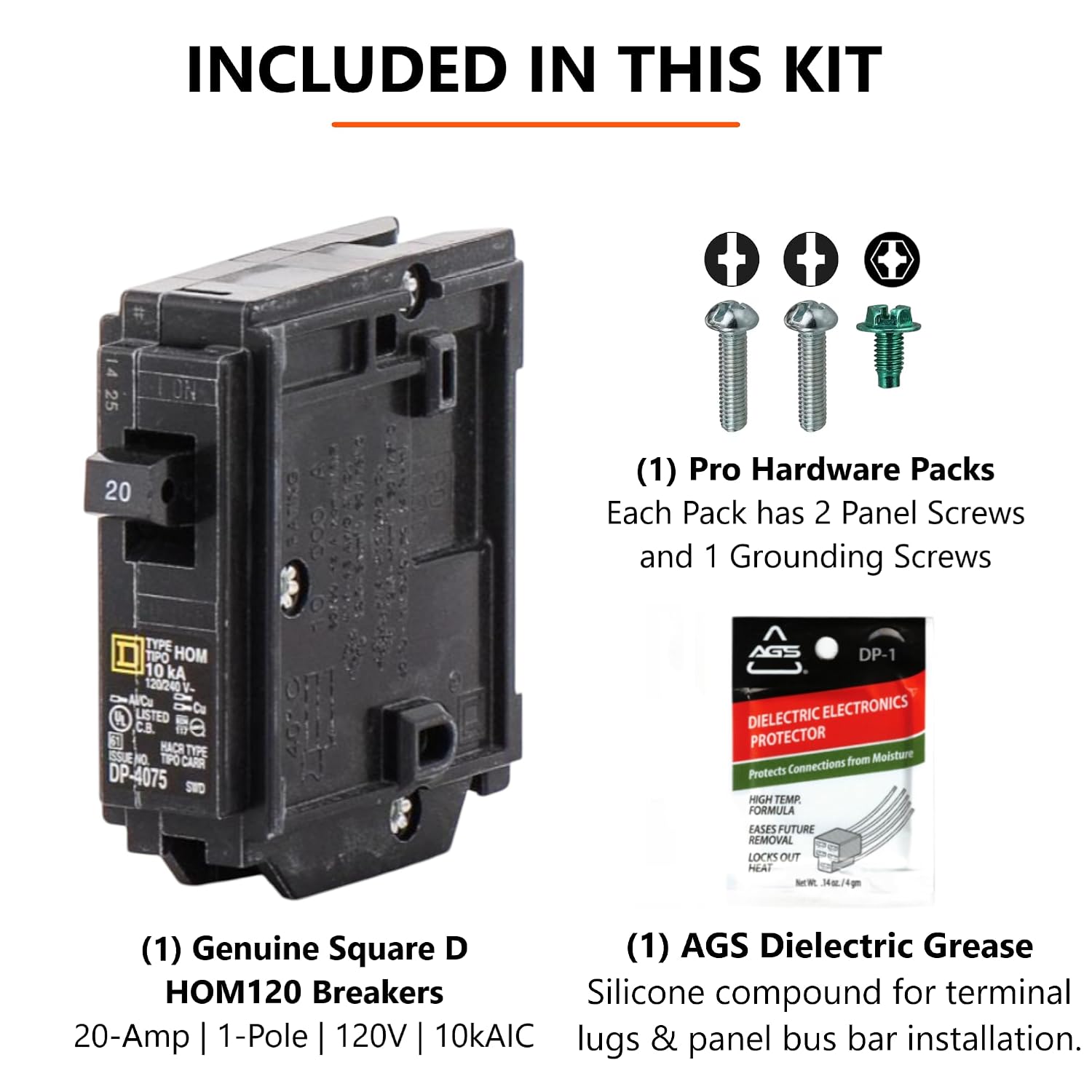 Genuine Square D HOM120 20 Amp Single Pole Circuit Breaker Kit | Plug-On Replacement for Homeline Load Center Panel
