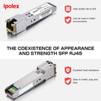 ipolex Gigabit SFP to RJ45 Copper Transceiver 1000Base-T, 1.25G SFP-T Copper SFP Module, for Ubiquiti UniFi UF-RJ45-1G/UACC-CM-RJ45-1G, Cisco, Mikrotik, Netgear, TP-Link, and More(CAT5e/6,100m)