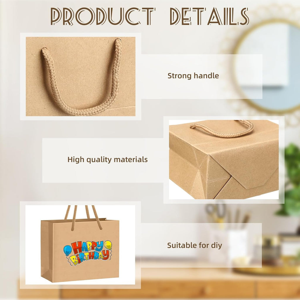 24 Pcs Brown Mini Gift Bags with Handles Paper Gift Card Bags