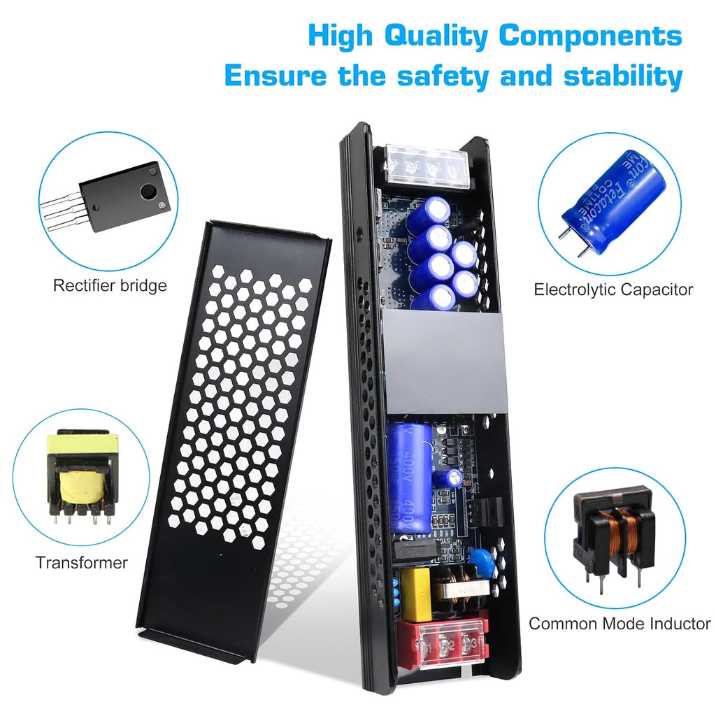 24V Power Supply, 8.5A 200W Universal Regulated Switching Power Supply Adapter, 110-250V AC to 24V DC Transformer, Converter, LED Driver for LED Strip Lights, Lighting Fixtures, Projects, Radio