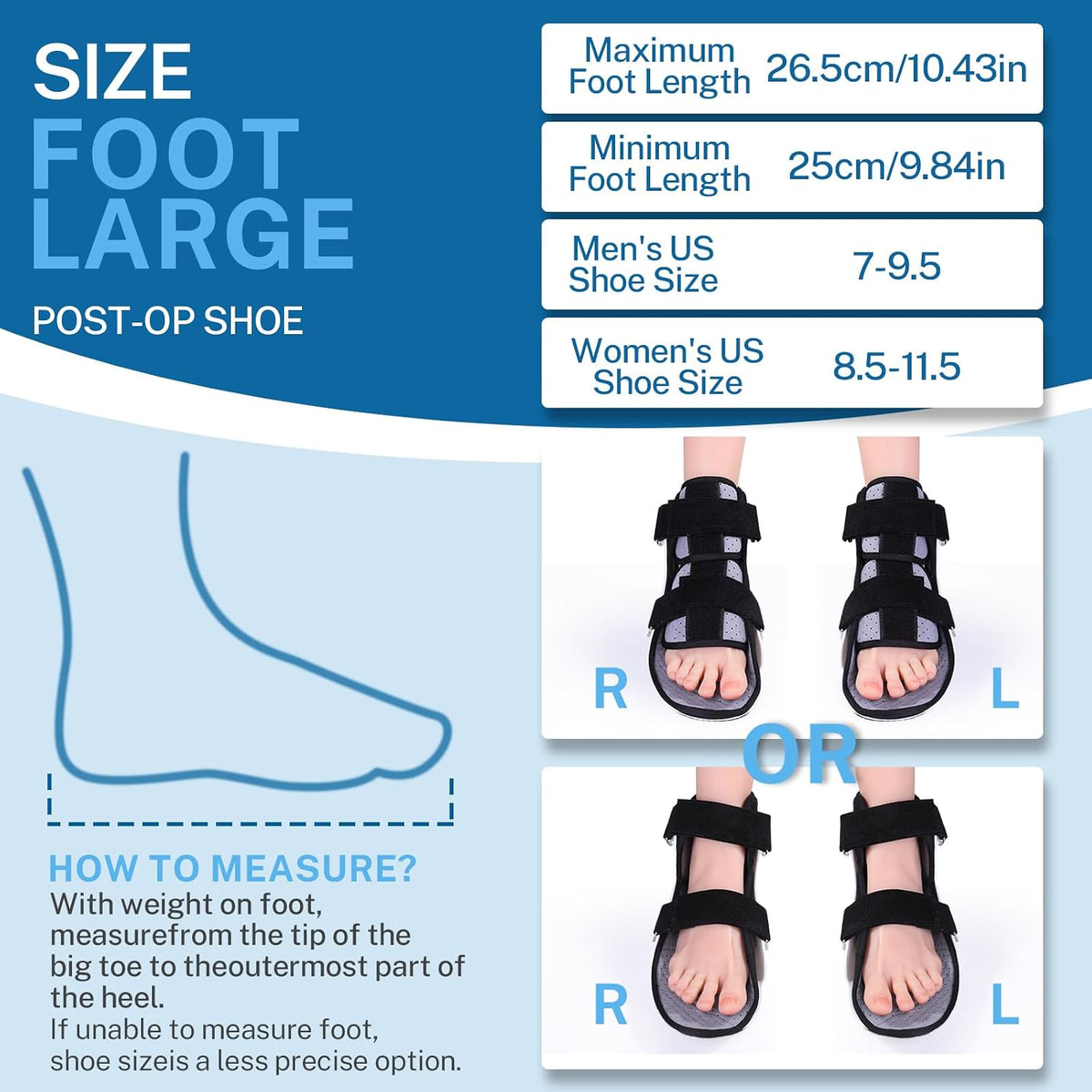 Post Op Shoe Foot Brace - Air Walker Boot, Orthopedic Surgical Cast Shoe for Broken Toes, Injured Foot Protection