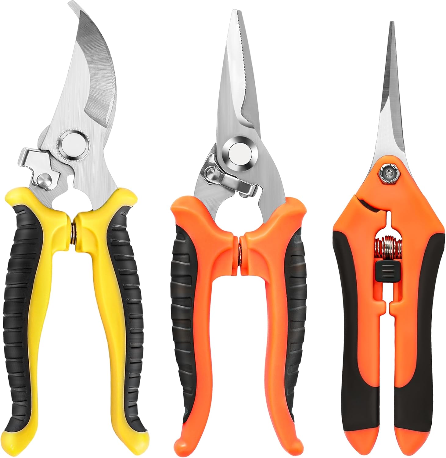3 Pack Garden Pruning Shears, Stainless Steel Shears, Gardening Shears, Scissors, Garden Clippers, Pruning Snips