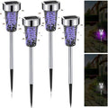 4 Pack Outdoor Solar Bug Zapper,Purple Light,Silver | Mosquito Repellent, Solar Powered, Waterproof, LED Light Lamp
