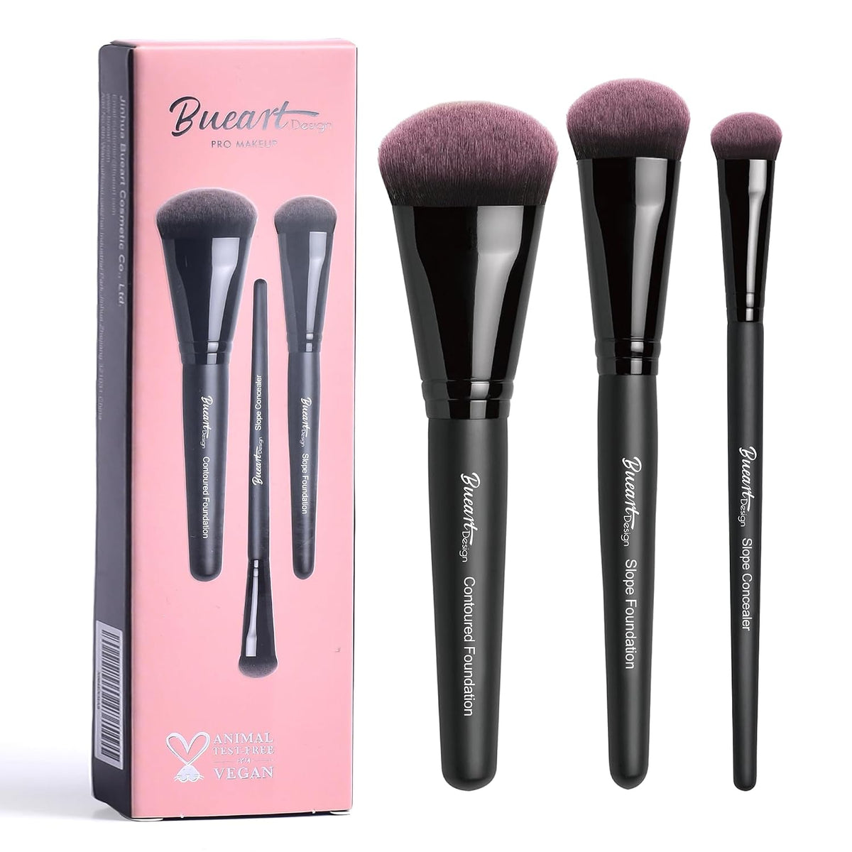 3Pcs Slope Face Foundation Makeup brushes,Soft Dense Hair
