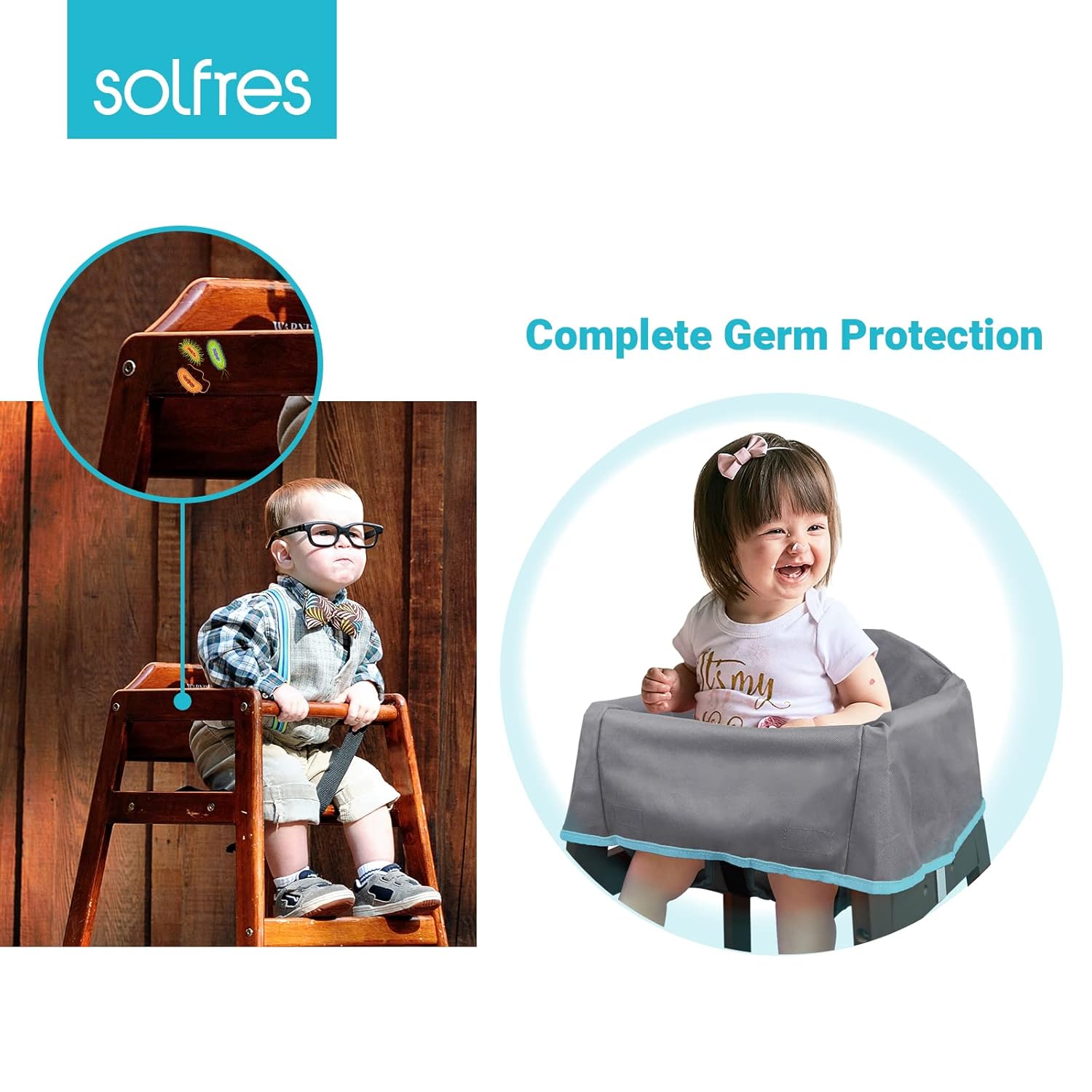 Dual-Belt Baby High Chair Cover, Lead & Phthalate Free, Sturdy and Robust Material, Waterproof Washable Cover for