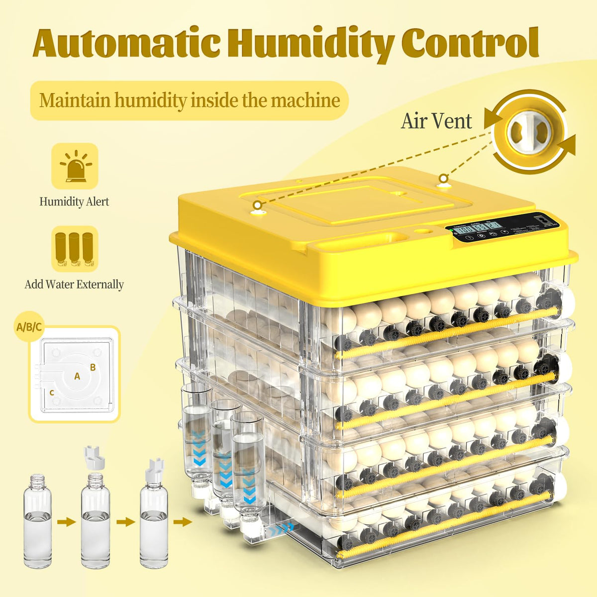 216 Egg Incubator for Hatching Eggs, Fully Automatic Egg Incubator with Auto Temp/Water/Turning, for Chicken Duck