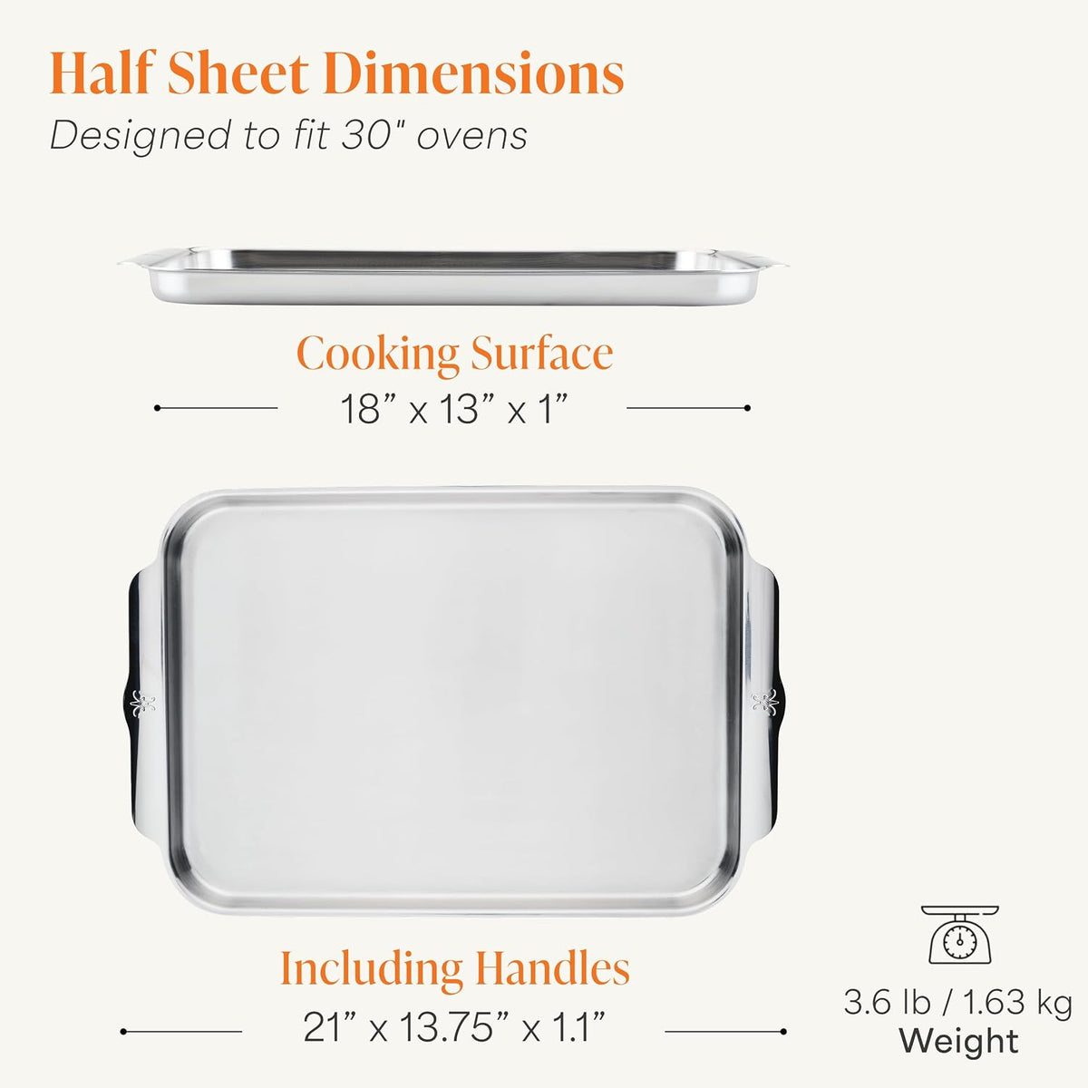 OvenBond 13 x 18-Inch Tri-Ply Stainless Steel Half Sheet Pan