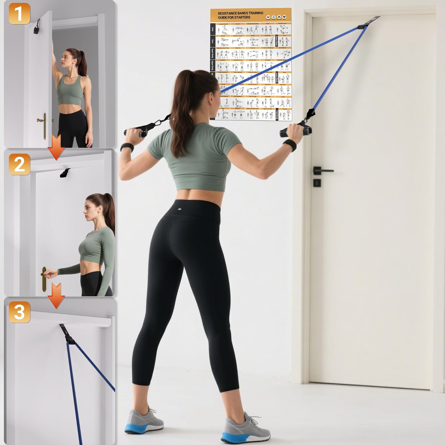 Resistance Bands, Exercise Bands for Working Out with Handles | Resistance Bands with Handles, Door Anchor for Home