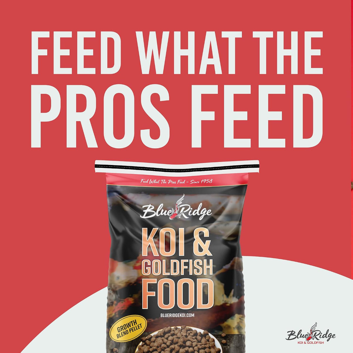 Blue Ridge Koi Fish Food, Growth Formula Blend, 3/16" Pellets, 25 lb