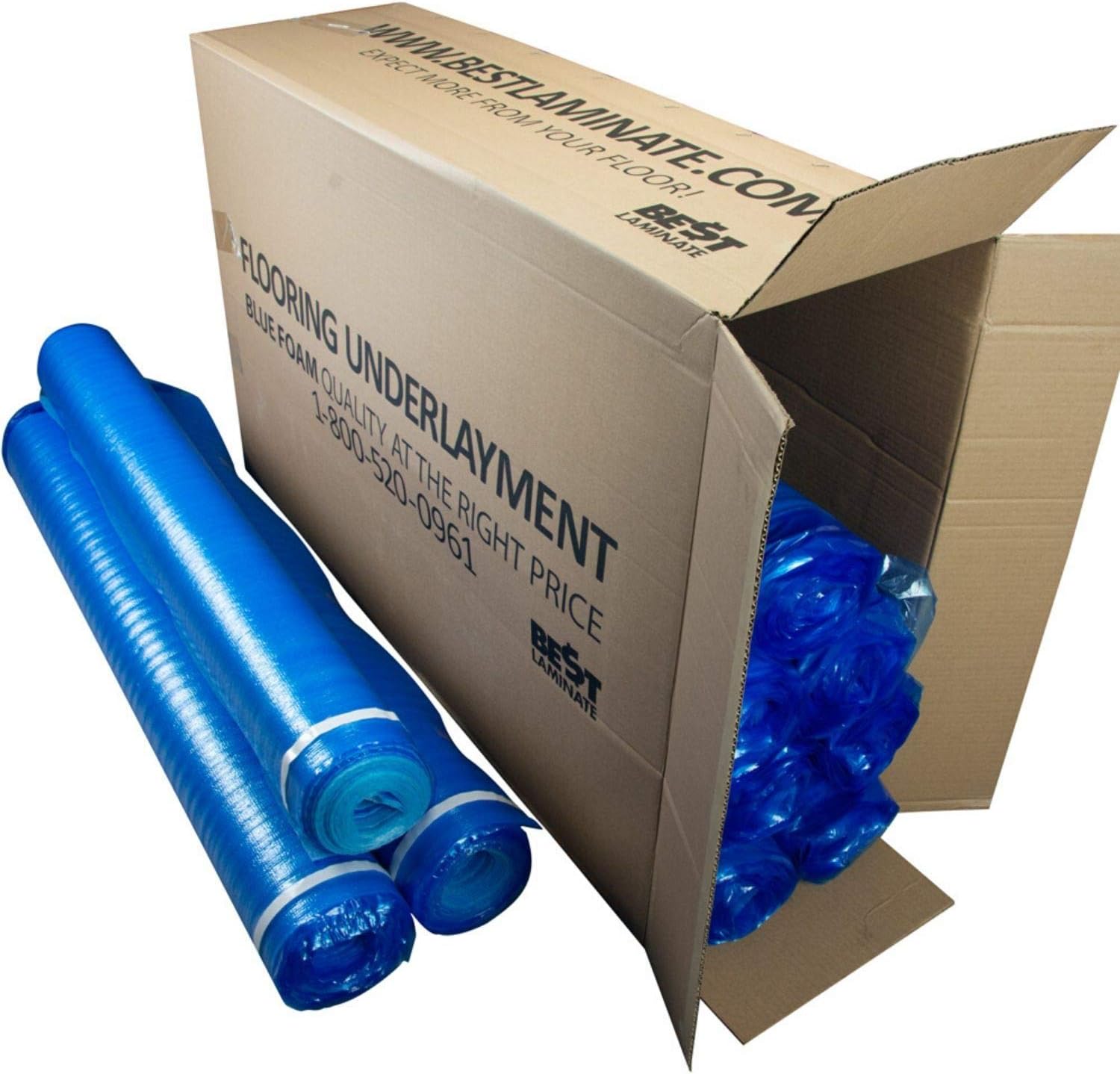 3in1 Vapor Barrier Flooring Underlayment w/Overlap and pre-Attached Tape Strip - Bestlaminate- 2mm - 100sq.ft roll