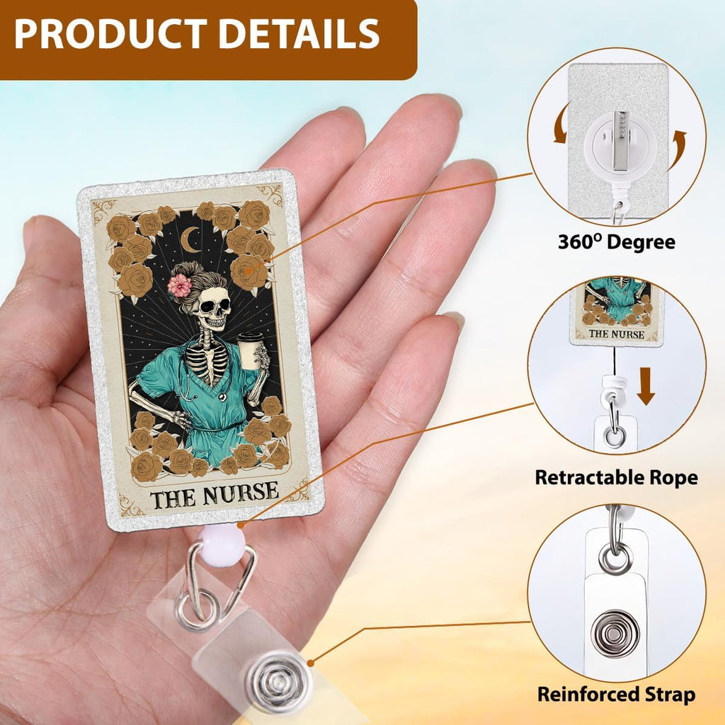 Nurse Badge Reel, Fun Retractable ID Holder with Alligator Clip for CNA RN LPN MA, Medical Badge Clip for Nursing