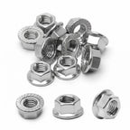 M8 (20 Pack) Flange Nuts Serrated Flange Hex Lock Nuts, Stainless Steel 18-8 (304), Bright Finish