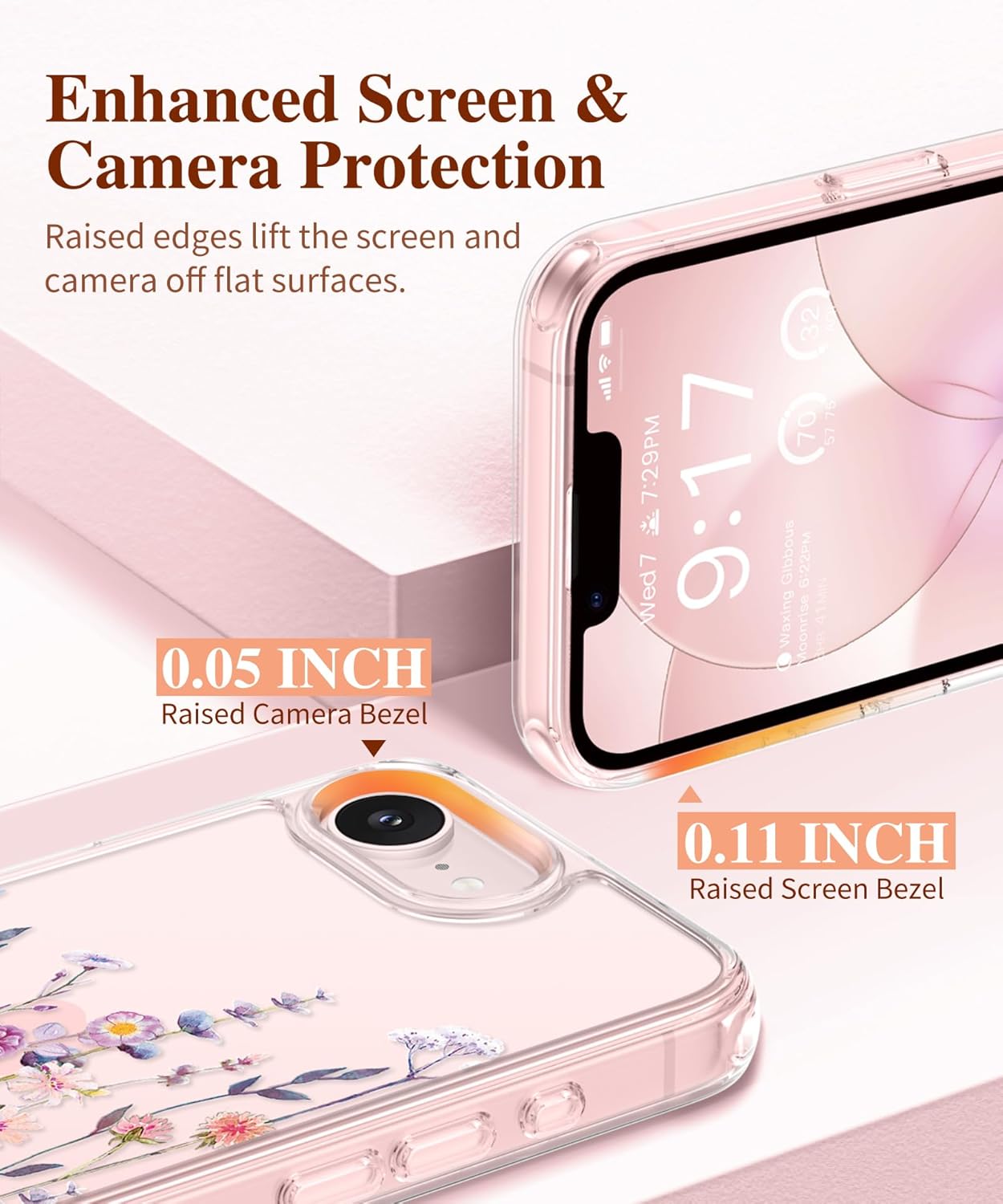 for iPhone 17e Case & iPhone 16e Case, [Non-Yellowing][Military-Grade Protection] Hard PC&TPU Bumper, Floral