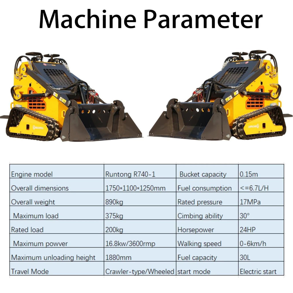 Mini Skid Steer Loader with 24hp Engine, Stand-on tracked loader.