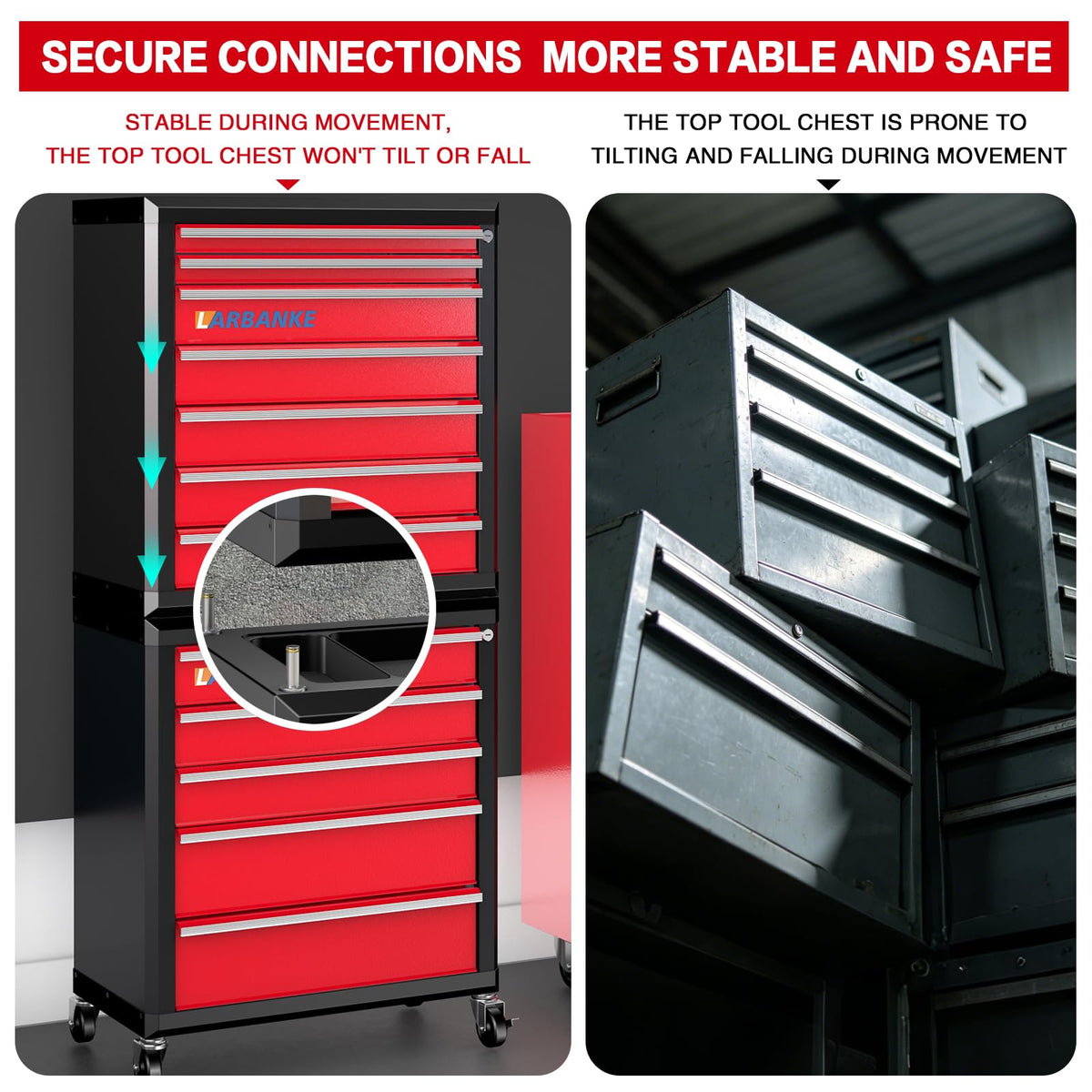 5 Drawer Rolling Tool Chest with Wheels,Lockable Tool Cabinet