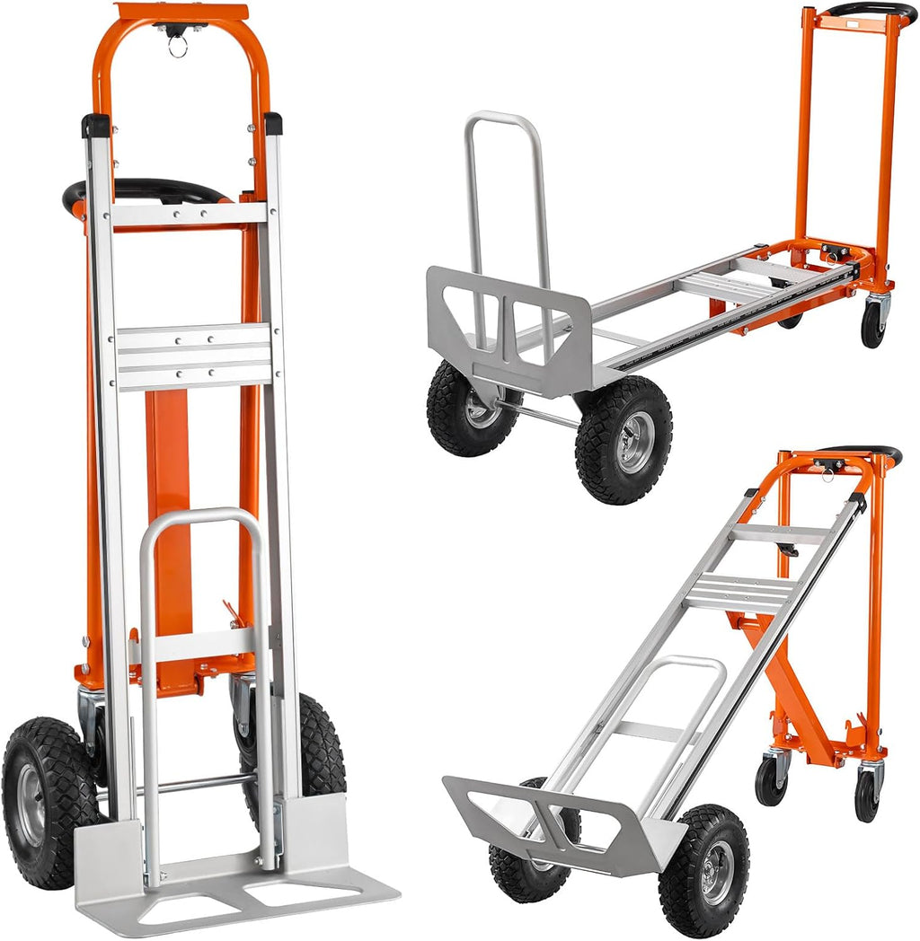 4in1 Convertible Hand Truck, Aluminum Hand Trucks 1000 lb Capacity, Utility Dolly Cart Convert from Hand Truck Dolly