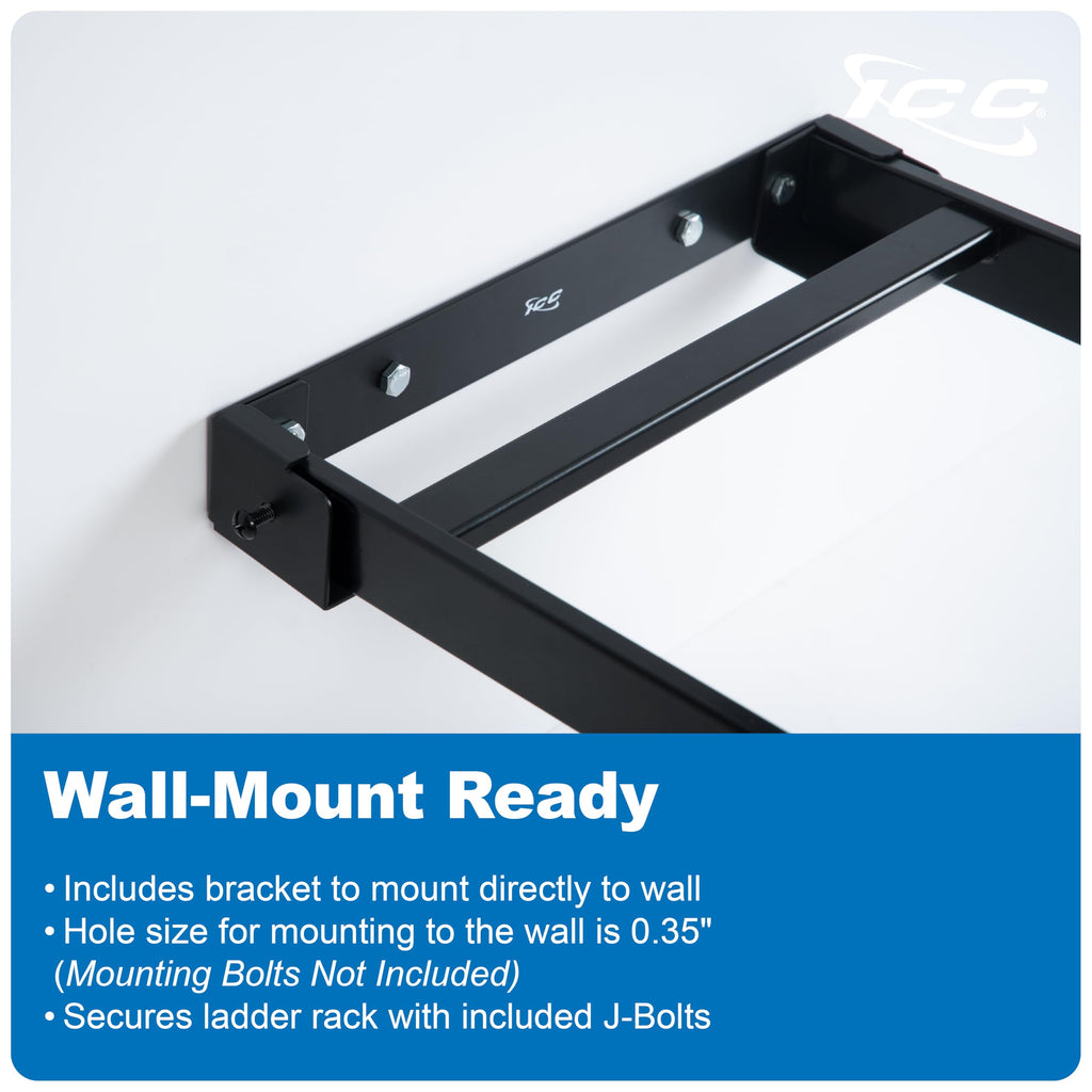 Cable Runway Ladder Rack System, 5 FT Rack-to-Wall Kit, Black, 2-Pack
