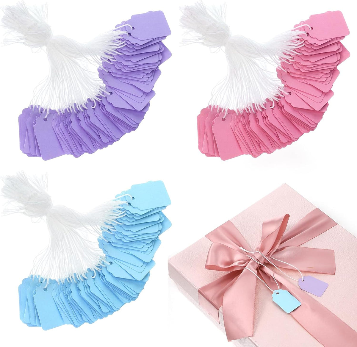 Price Tags with String Attached, 300 Pcs Pre-Strung Blank Shipping Tag