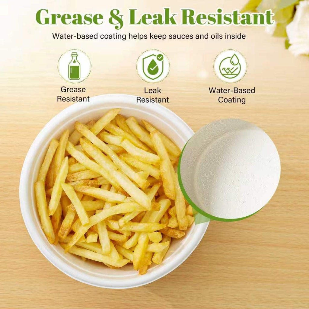 29 oz Disposable Bagasse Bowls with Lids, 50 Pack Compostable Soup Bowls with Lids, Sugarcane Fiber Food Containers