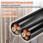 Energeaster Stranded Indoor 8/3 NM-B Copper Cable with Ground 125FT, Black